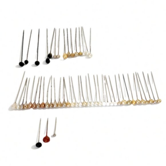 Antique Vintage 54 Decorative Hatpin Stickpin Mixed Lot in Sucrets Tin. - Picture 4 of 5